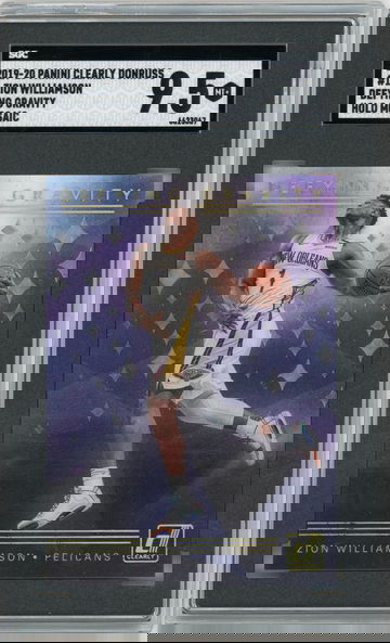 2019-20 Panini Clearly Donruss #1 Zion Williamson Defying Gravity Gold Holo Mosaic RC SGC 9.5 MINT+