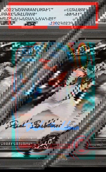 2022 Bowman Chrome Draft Drake Baldwin /199 Aqua Lava Refractor PSA 8