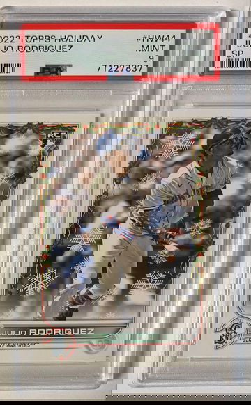 2022 Topps Holiday Julio Rodriguez Rookie SP Candy Cane Sleeve PSA 9 Mariners