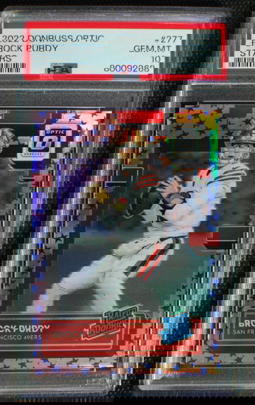 🌟 BROCK PURDY 2022 Donruss Optic Rated Rookie STARS PRIZM RC #277 SSP - PSA 10