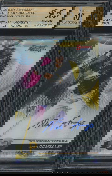 Nick Gonzales 2020 Bowman's Best Auto Autograph # B20-NG Pittsburgh Pirates BGS 9.5