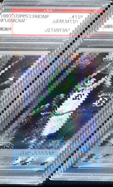 PSA 10 - 1997 TOPPS CHROME TIM DUNCAN RC #115