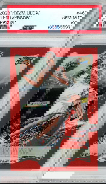 2023 PANINI PRIZM DECA ALLEN IVERSON #46 RED PRIZM 30 OF 199 76ERS PSA 10 GEM MT