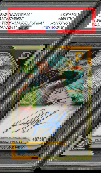 2024 Bowman Chrome Paul Skenes Chrome Prospect Auto Gold Shimmer /50 PSA 9 Auto