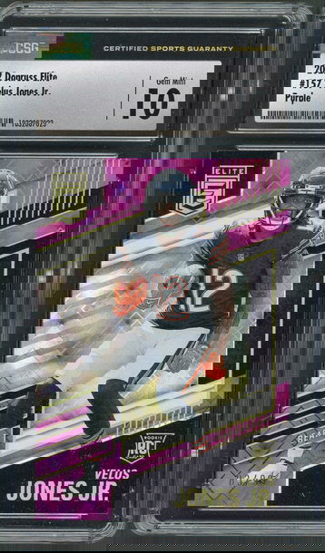 2022 Donruss Elite Velus Jones Jr. RC #157 Purple /99 - CSG Gem Mint 10