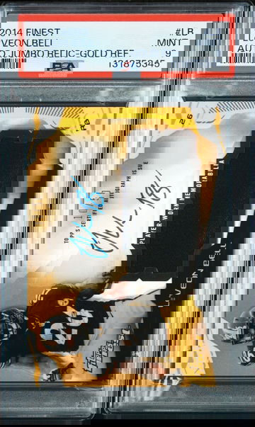 2014 Topps Finest LE'VEON BELL Gold Refractor Patch Auto /50 #AJRLB PSA 9 🎆