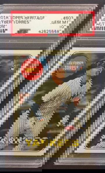 2018 Topps Heritage Gleyber Torres Action Rookie Card #603 PSA 10 GEM MINT