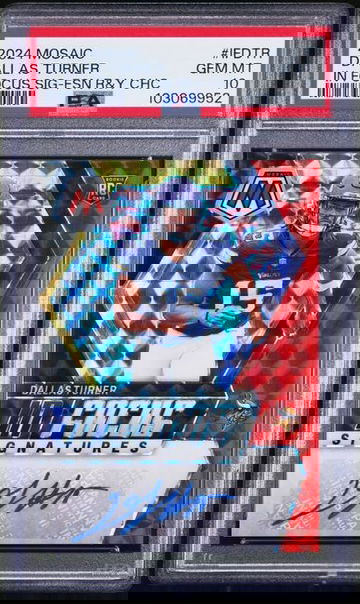 2024 Panini Mosiac Dallas Turner In Focus Red Yellow Choice Signatures Rookie RC Auto PSA 10