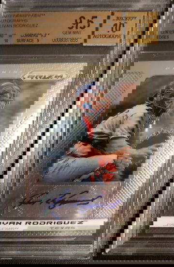 Ivan Rodriguez (HOF) 2013 Panini Prizm Autographs - BGS Gem Mint 9.5 / 10 Auto