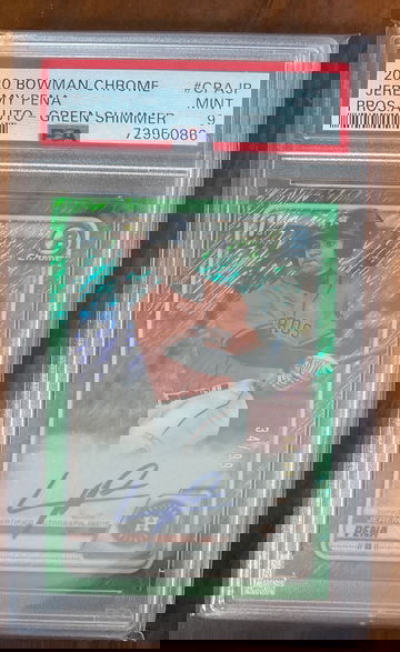 2020 Bowman Chrome Jeremy Pena Green Shimmer RC Auto 34/99 PSA 9
