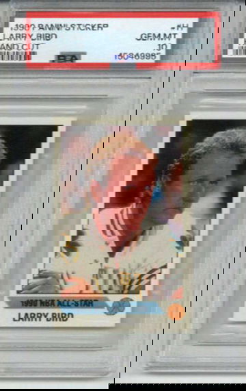 1990 PANINI STICKER HAND CUT #H LARRY BIRD BOSTON CELTICS PSA 10 LOW POP RARE