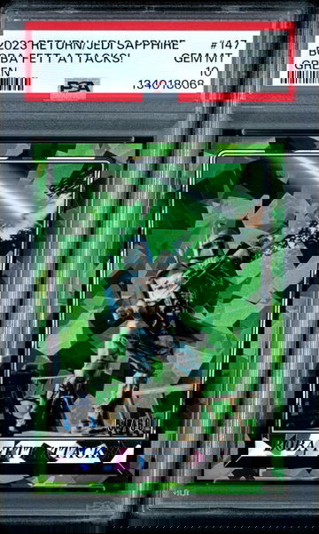 2023 Topps Chrome Sapphire Star Wars Return of the Jedi Boba Fett Attacks Green /60 Color Match PSA 10