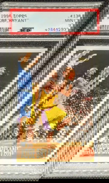 Kobe Bryant 1996 Topps RC Rookie Card # 138 Graded PSA 9 Mint