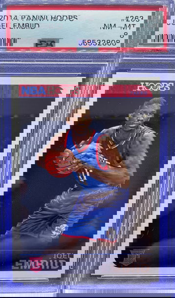  Joel Embiid 2014 Panini Hoops 263 RC Rookie PSA 8 NM-MT Philadelphia 76ers