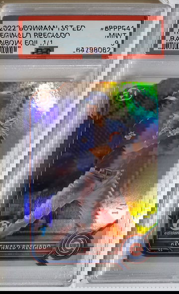 2022 Bowman 1st Edition Reginald Preciado Rainbow Foil 1/1 PSA 9