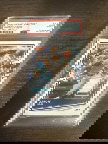 2020 Donruss MATERIALS Aaron Judge w/PINSTRIPE PLAYER USED #DM-AJ PSA 9 POP 1!!!