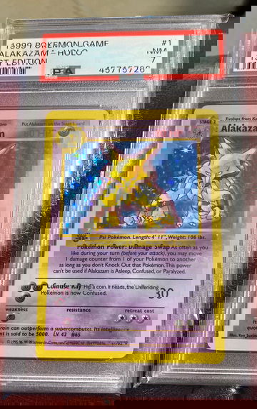 1999 Pokémon game alakazam holo 1st edition psa 7 #1/102