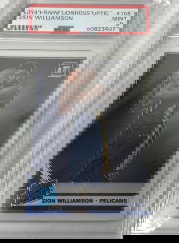ZION WILLIAMSON PSA 9 MINT PELICANS ROOKIE CARD #158 RC SP 2019-20 DONRUSS OPTIC