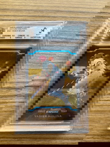 2004 Bowman Chrome Gold /50 Yadier Molina RC BGS 9 Great Subs Rookie Refractor