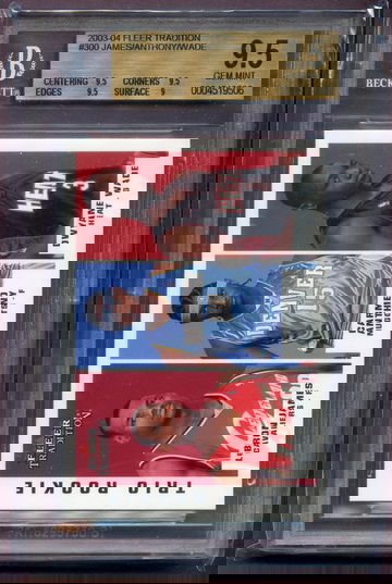 LEBRON JAMES DWYANE WADE CARMELO ANTHONY 2003 Fleer Trio  #300 Rookie BGS 9.5 