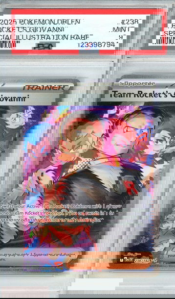 2025 POKEMON DRI EN ROCKET S GIOVANNI #238 SPECIAL ILLUSTRATION RARE PSA 9