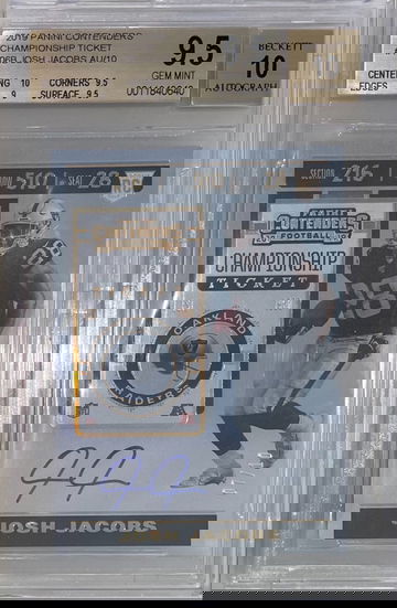 Josh Jacobs 2019 contenders championship ticket rc rookie auto autograph bgs 9.5 10 #/10