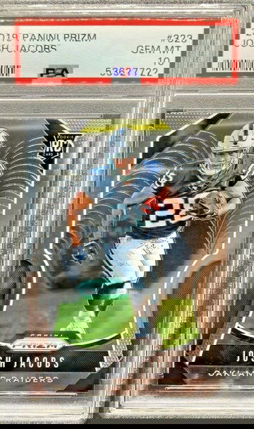 2019 Panini Prizm #323 Josh Jacobs RC * PSA 10 GEM MT * Raiders Pro-Bowl RB