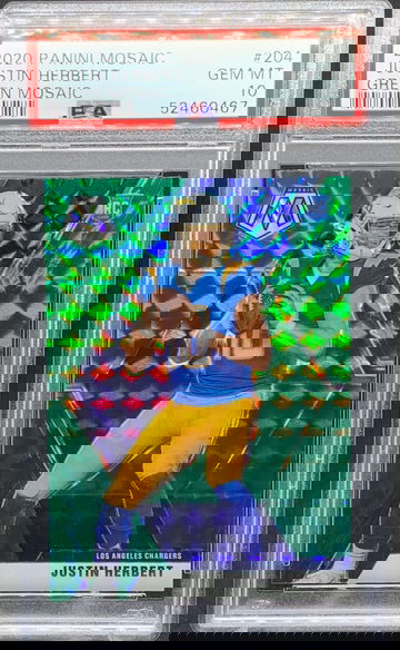 2020 JUSTIN HERBERT GREEN MOSAIC PSA 10