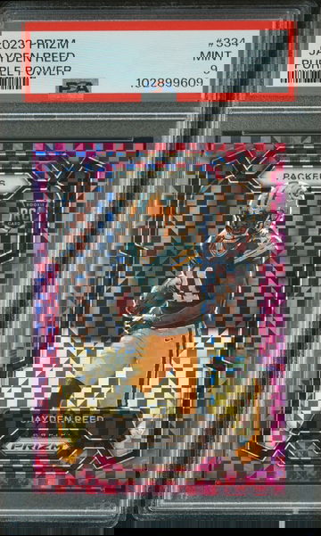 2023 Panini Prizm Purple Power Prizm Jayden Reed #334 /49 PSA 9