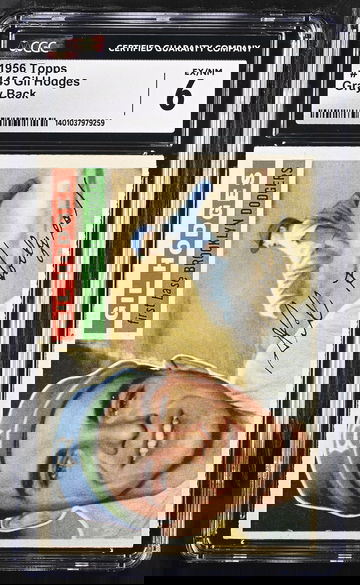 1956 TOPPS GIL HODGES GRAY BACK #145 CGC 6 BS.B2.49