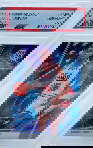 2019-20 Panini Mosaic USA Basketball Genesis Prizm Magic Johnson #255 PSA 10