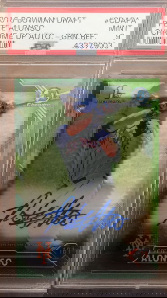 Pete Alonso auto green refractor /99 psa 9