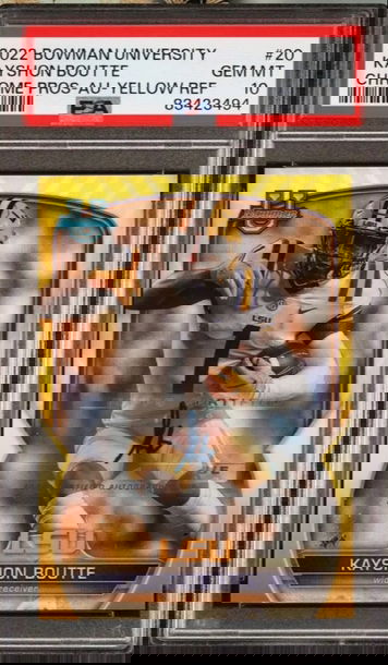 💎2022 Bowman U Chrome 1st Kayshon Boutte Yellow Red. Auto /75💎