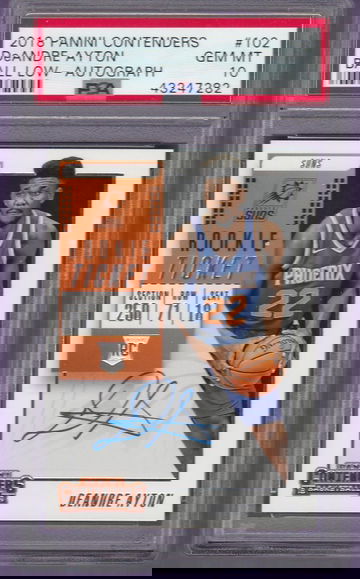 PSA 10 DeAndre Ayton 2018-19 Panini Contenders #102 Ball Low Auto RC Rookie Phoenix Suns