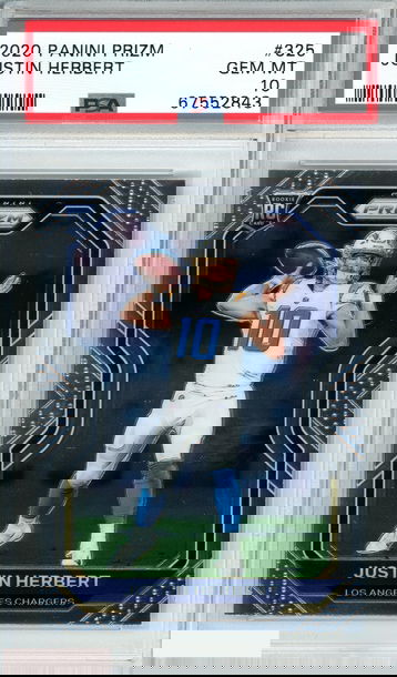 2020 PANINI PRIZM JUSTIN HERBERT #325 LOS ANGELES CHARGERS RC PSA 10 GEM MT
