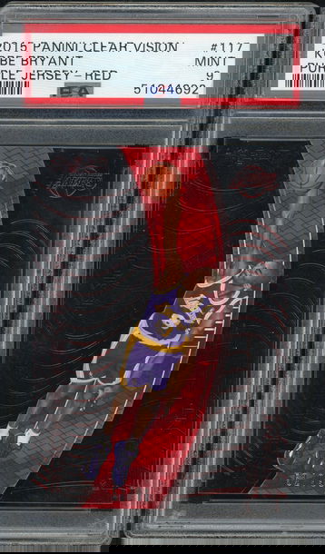 Kobe Bryant 2015-16 Panini Clear Vision Kobe Bryant Purple Jersey Red Parallel #52/99 PSA 9 MINT Lakers Rookie Revision!