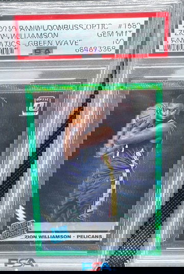 2019 Donruss Optic Zion Williamson Rookie Green Wave Prizm PSA 10