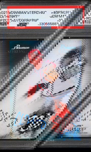 2021 Bowman Sterling Prospect Autograph Cole Henry #BSPACH PSA 10