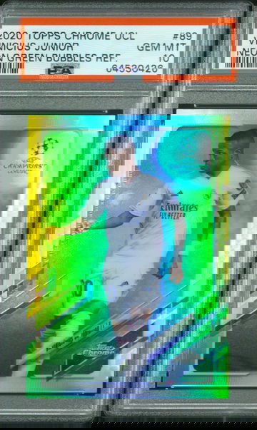 2020 Topps Chrome UEFA Champions League Vinicius Junior Neon Green Bubbles Refractor PSA 10 Pop 1