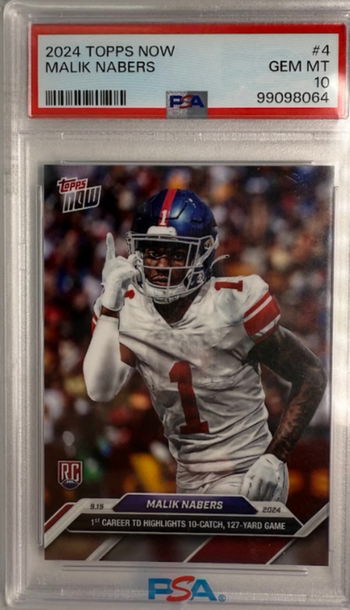 2024 TOPPS NOW #D4 MALIK NABERS ROOKIE RC PSA 10 
