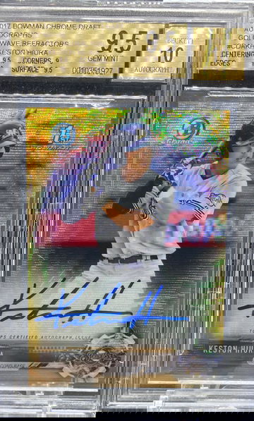 2017 Bowman Chrome Keston Hiura Auto Gold Wave Refractor /50