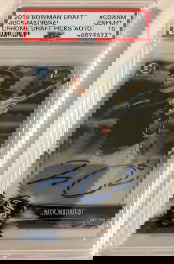 2018 Bowman Chrome Draft Nick Madrigal Auto RC PSA 10 (SHIPPING FROM JAPAN VIA EXPRESS COURIER)