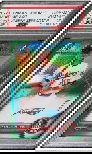 2022 Bowman Chrome Samuel Munoz 1st Auto green refractor #/99 La dodgers No. CPA-SM PSA 10 