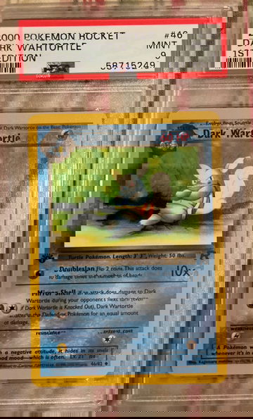 2000 Pokémon Team Rocket 1st Edition Dark Wartortle #46 PSA 9