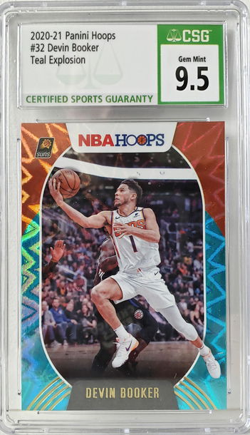 2020-21 Panini Hoops Teal Explosion Devin Booker #32 CSG 9.5