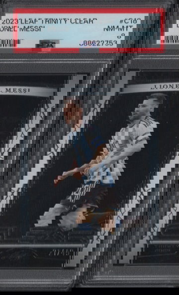 2023 Leaf Trinity Clear C18 Lionel Messi #d 21/49 PSA 8 NMMT