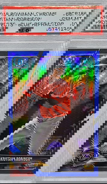 2018 Bowman Chrome Prospects #BCP 186 Kristian Robinson Blue Refractor Gem Mint 10