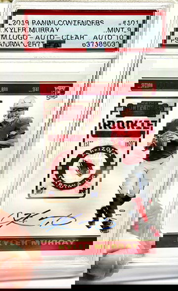 2019 Kyler Murray Panini Contenders Team Logo Auto Autograph Clear PSA 10 GEM MINT PSA 9 MINT Rookie Card RC