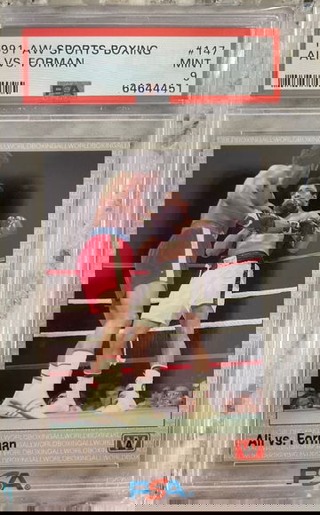 1991 AW Sports MUHAMMAD ALI  vs. GEORGE FOREMAN #147 PSA 9 Newly Graded scratch free cAse