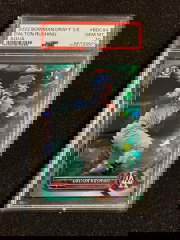 2022 Bowman Chrome Sapphire 1st Dalton Rushing #BDC84 Aqua Sapphire #1/20 PSA 10